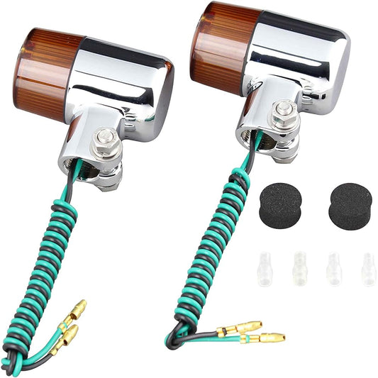 POSH Motorcycle Supplies 71 Type Turn Signal for Single Ball Plated Body/Orange Lens 093091