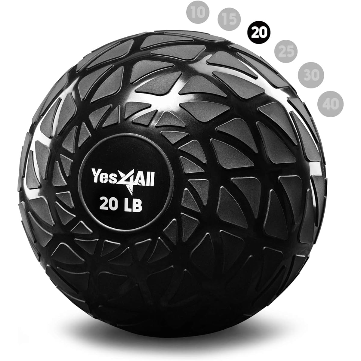 Yes4All Slam Ball Medicine Ball Strength Training Football Crossfit Workout Black 4.5kg/6.8kg/9.1kg/11.3kg/13.6kg/18kg