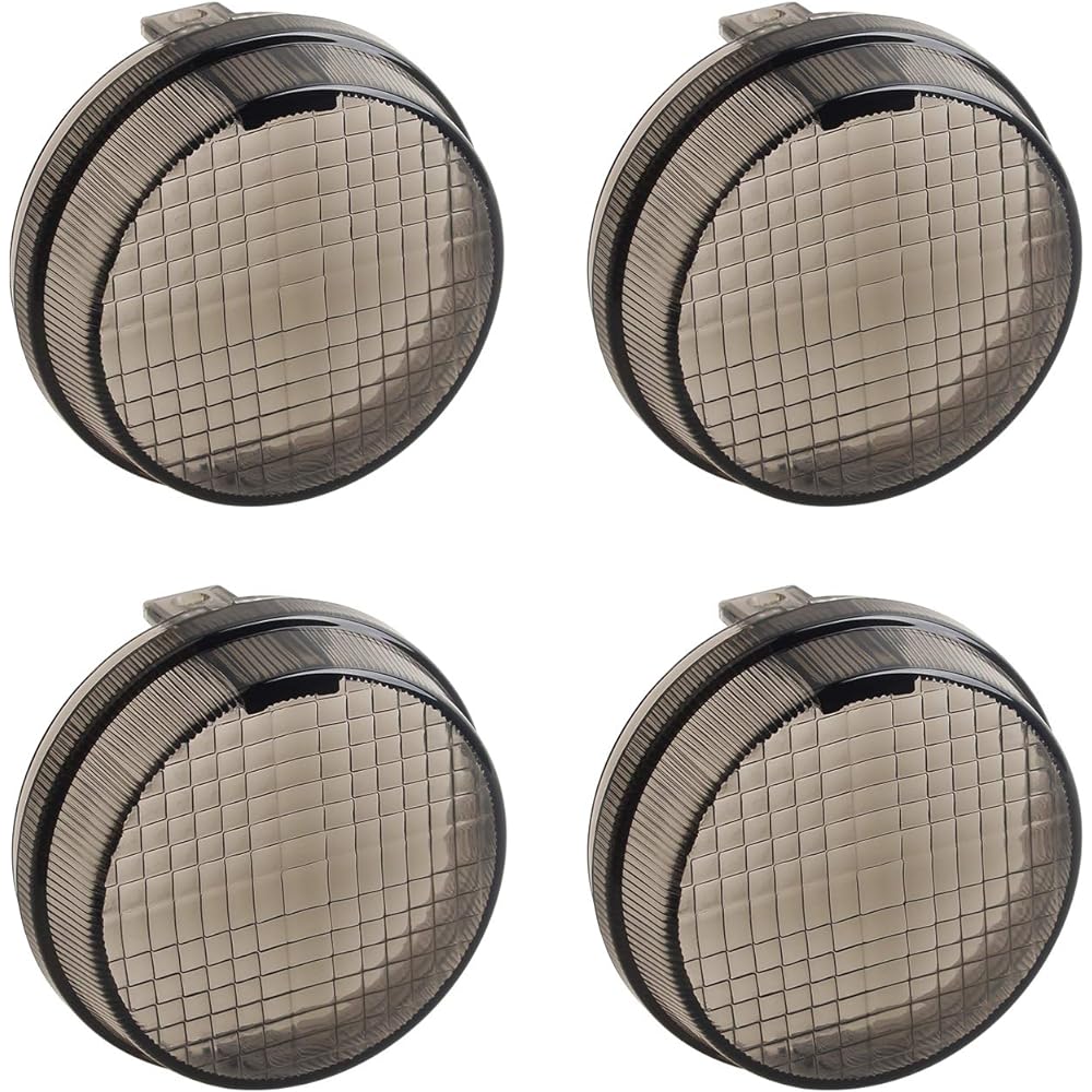 NTHREEAUTO Smoke Turn Signal Lens Cover Front Rear Compatible with Kawasaki Vulcan 2000 1600 Classic/Nomad Honda Cruisers Set of 4