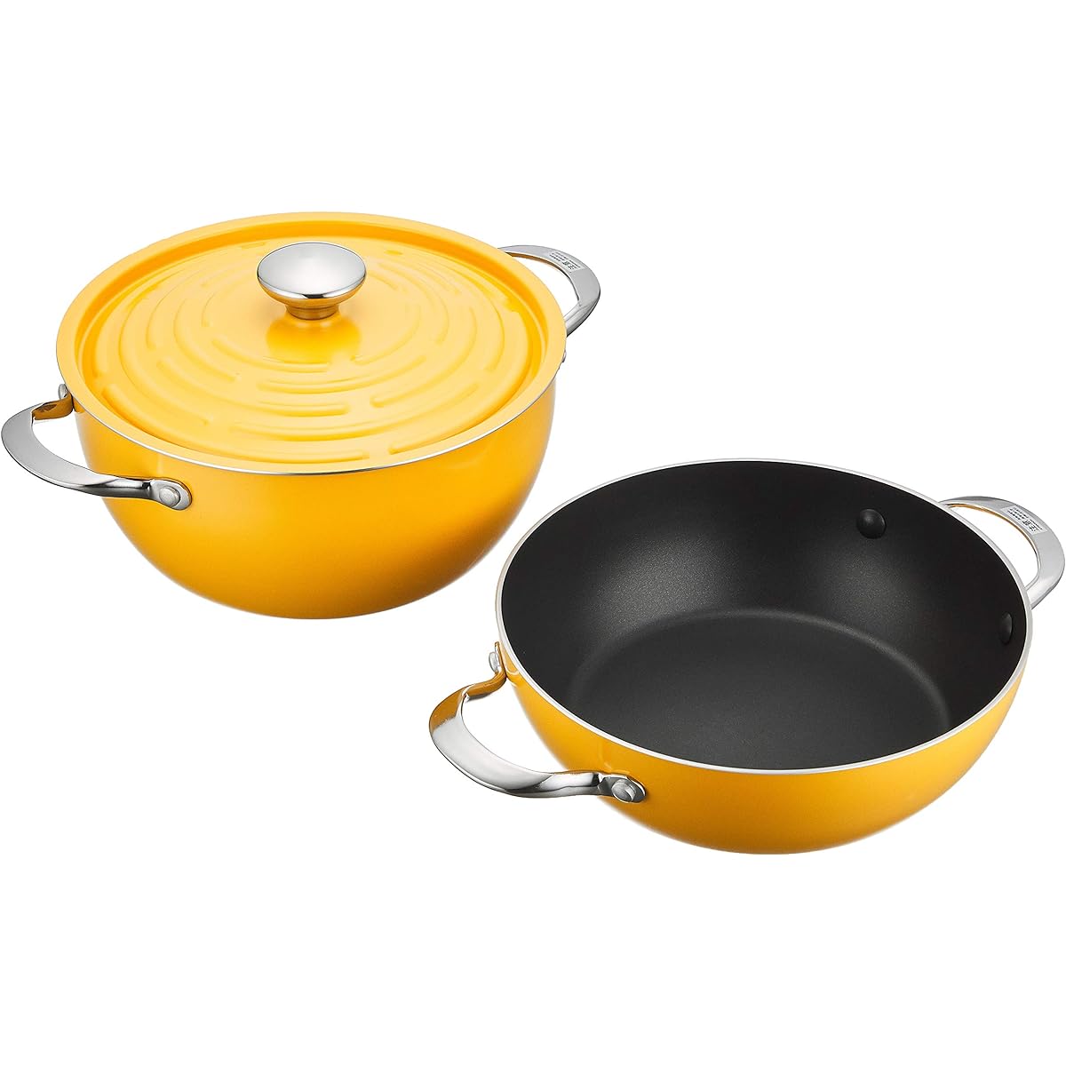 Meyer Two-handed Pot 24cm Aluminum Alloy IH Compatible Lightweight Yellow "Light Pot Set" [Domestic Genuine Product] LPT-2SYL
