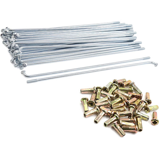 ACROPIX Motorcycle Wheel Plated Spokes with Nipples Length 180mm Silver Tone 36 Pieces