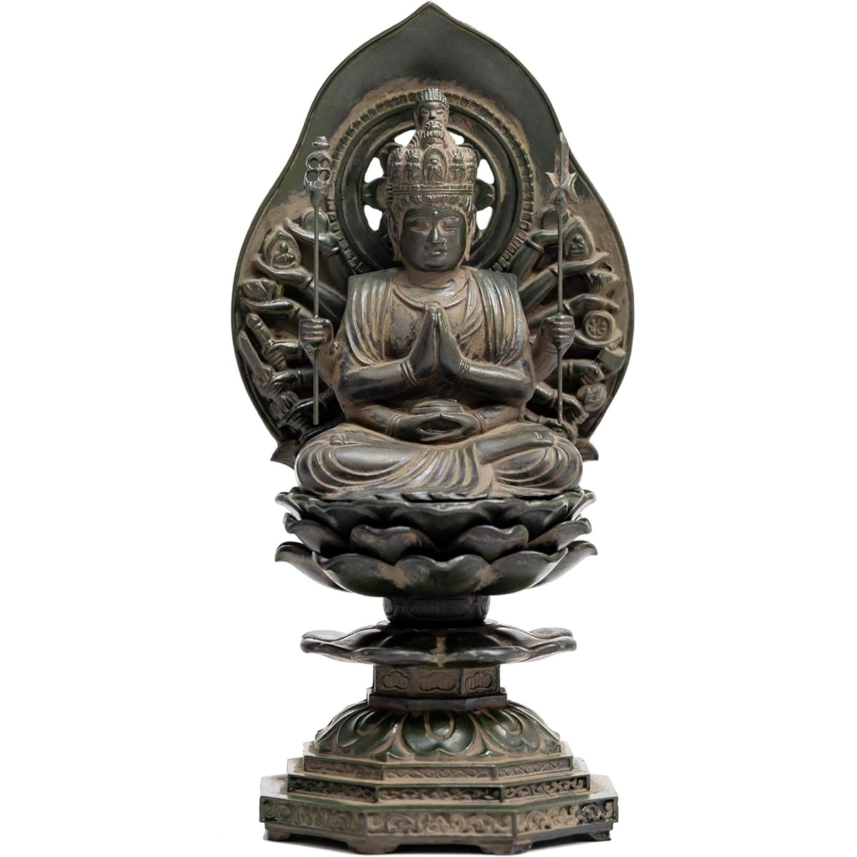 Buddha statue Thousand-Armed Kannon Bodhisattva 15.5cm (antique bronze) Buddhist sculptor: Hideun Makita Prototype_ (born in the year of the Rat) Twelve Zodiac Guardian Zodiac Zodiac Takaoka Copperware (KS Senjukan Nonbosatsu)