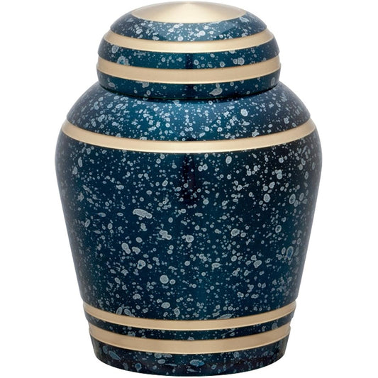 Soul Petit Pot Mini Urn Brass Simple Modern Starlight Blue Mini Urn for Sharing Ashes Hand Memorial Service Blue