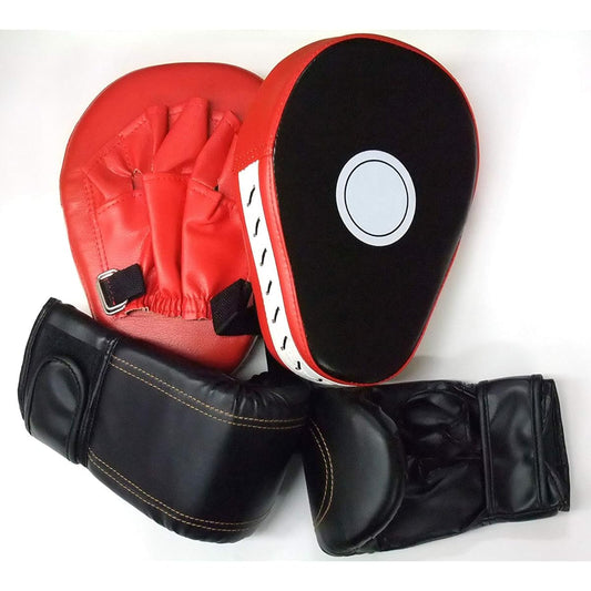 [jiroo] Glove Mitt Set, Curved Design, Boxercise Boxing, Punching, Training, Men, Women, Children, 2 Gloves, 2 Mitts, Punching Mitts, Kickboxing, Storage