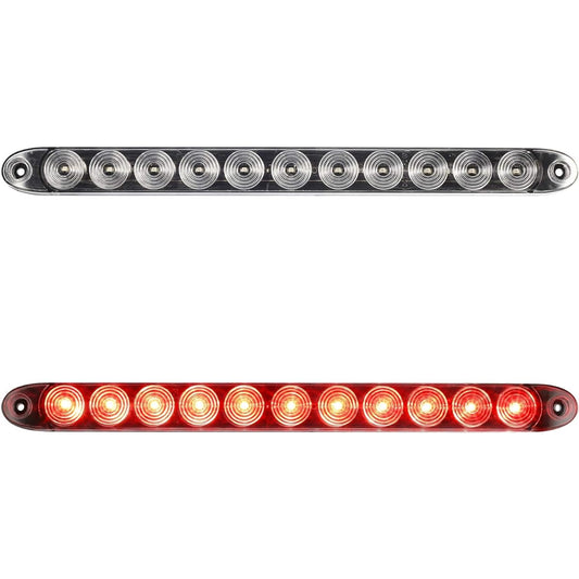 PARTSAM Clear Lens 2 pieces 15 inch red 11 LED Flange mount truck RV Stop Win Car Tail Lamp 3 Brake Light Bar Warning Light ID Bar