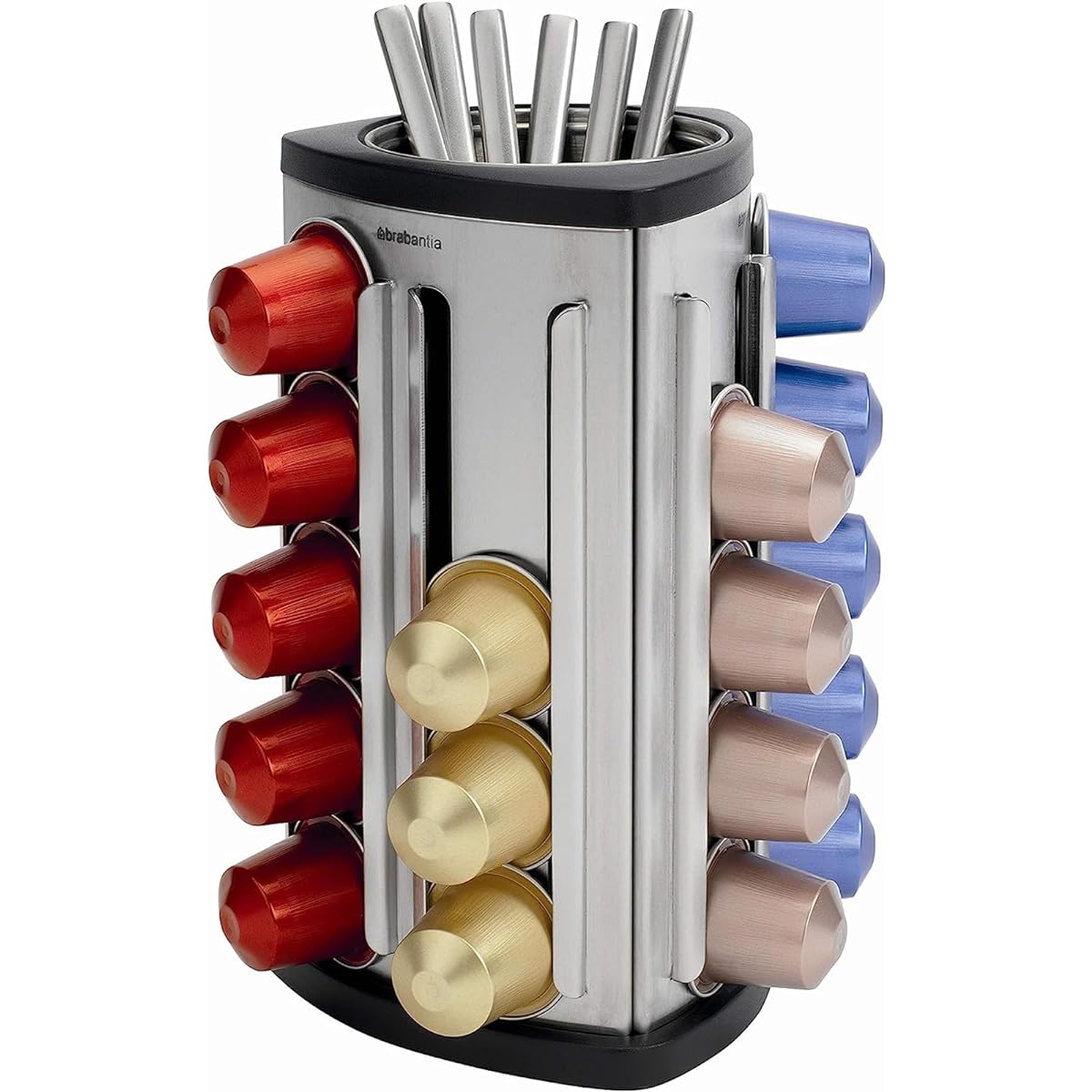 Brabantia Coffee Capsule Holder Dispenser Width 11.4 x Depth 11.4 x Height 19.7cm Dishwasher Safe Tower Stand 418709