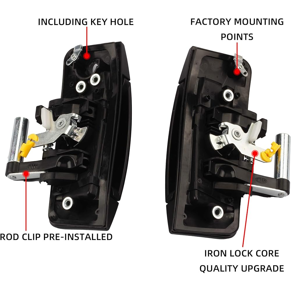 DASBECAN 1 Pair left driver and right-handed seat side external door handle kit replacement Nissan 350Z 2003-2009 Replacement # 80607-CD41E 80607-CD400 (black)