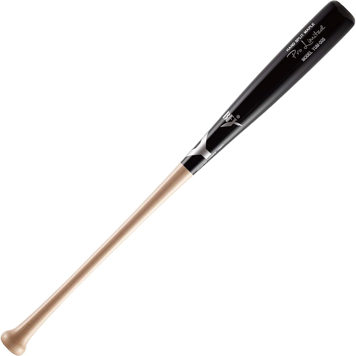 Yanase YUM-005 Hard Wooden Bat Hand Split Maple 84.5cm (Black x Natural, 84.5)