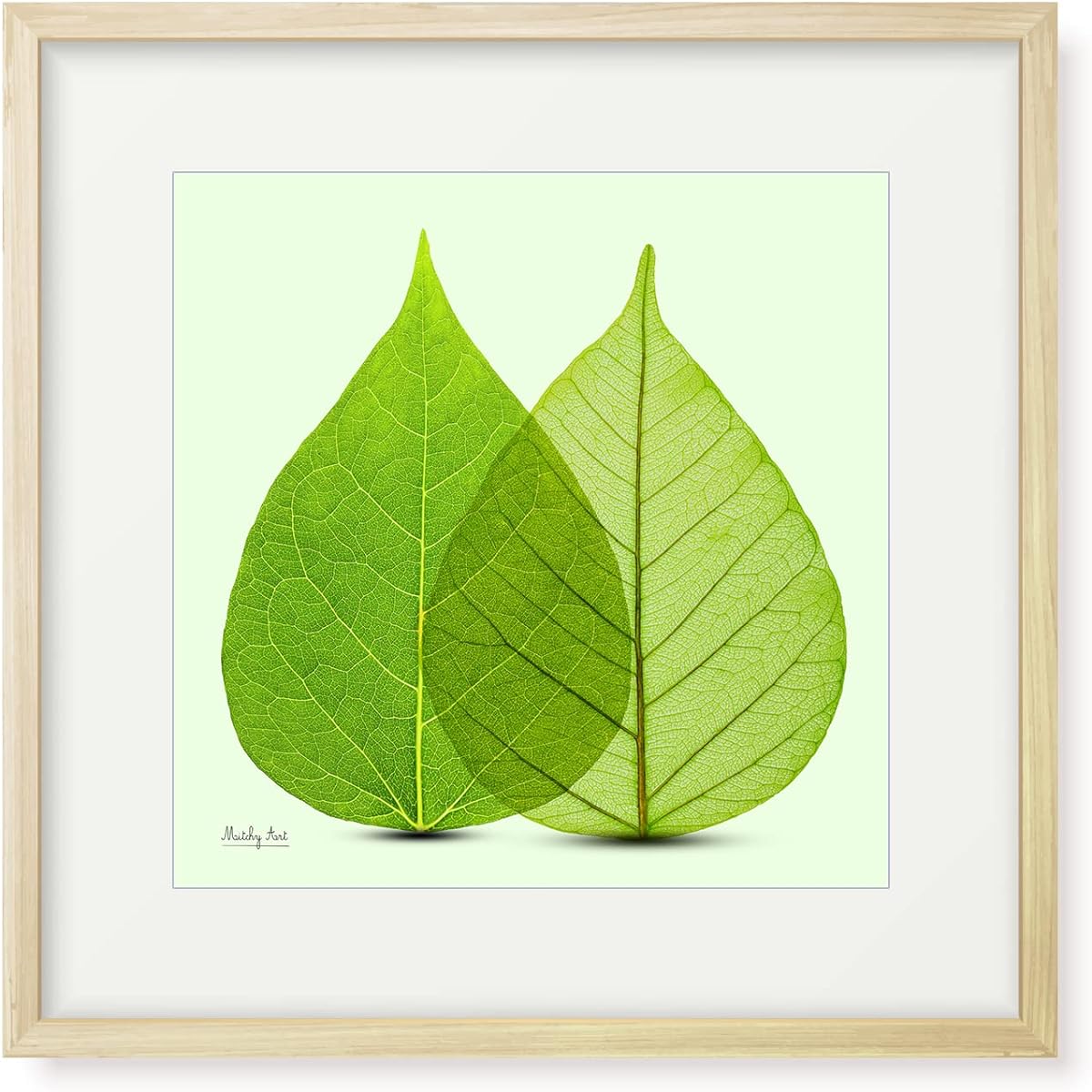 Painting "Leaf Arrangement" Interior Painting Flower Art Panel Framed (Height 32cm x Width 32cm)
