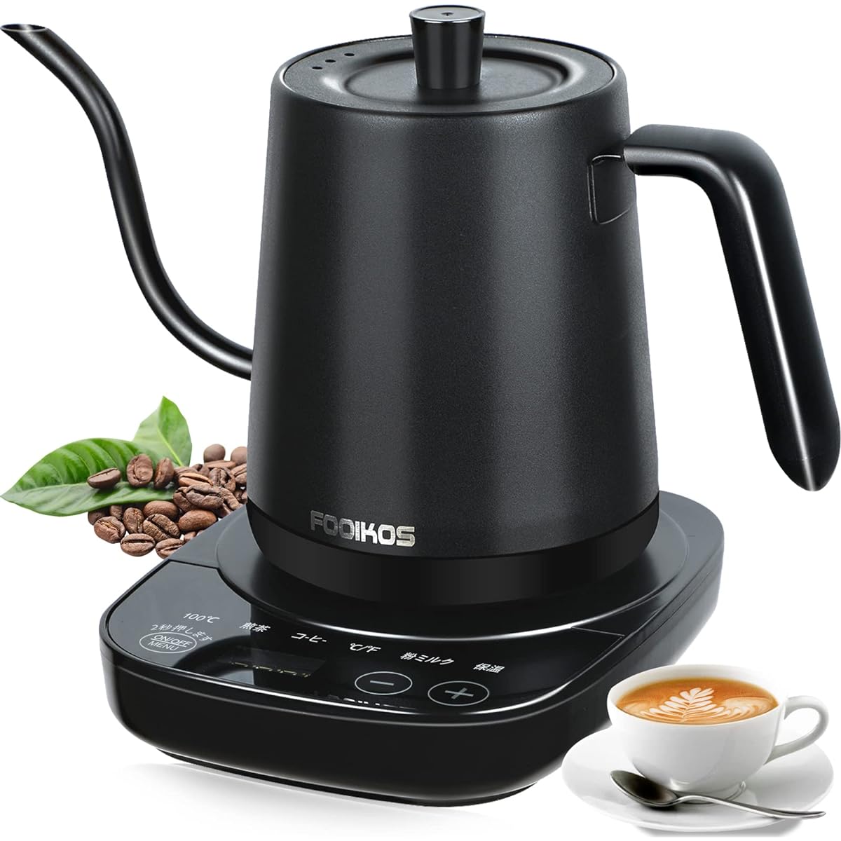Fooikos Electric Kettle Temperature Adjustment 0.8L 1000W Rapid Boiling 24-Hour Heat Retention Function - Empty Boiling Prevention Function / Automatic Power Off / ℃・℉ Switching / Silent Heating - Used for Coffee and Tea, Food Grade 304 Stainless Steel,