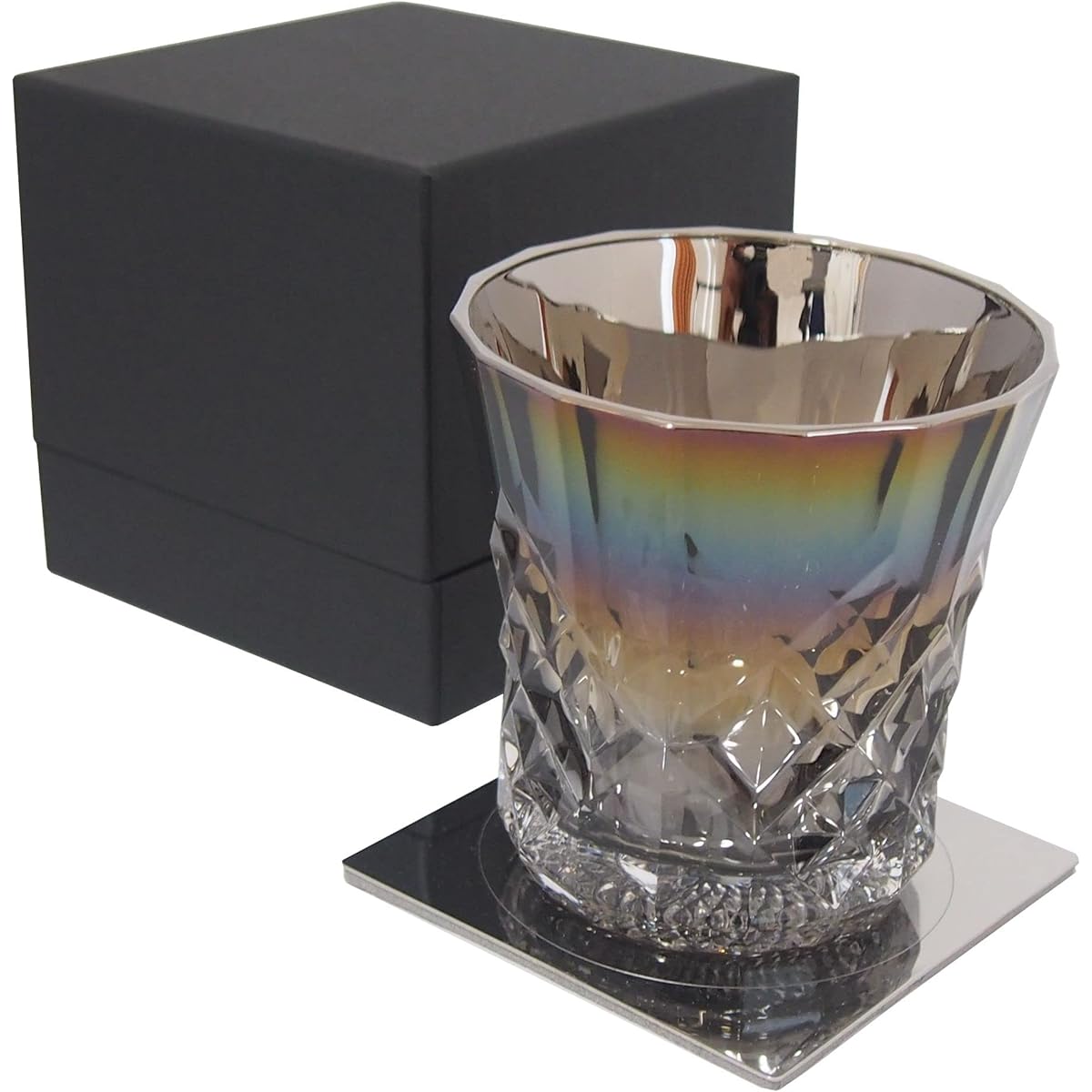 PROGRESS Made in Japan Titanium Coat Father's Day Present Stylish Rock Glass Wine Whiskey with Coaster Infinite REX