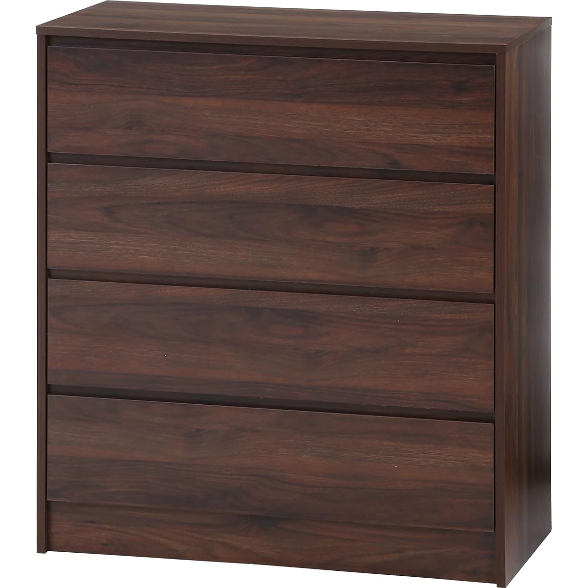 Fuji Boeki Chest of drawers, 4 tiers, width 80.5 x depth 40 x height 90 cm, medium brown, shelf, no tools required, storage drawer, wood grain 99454