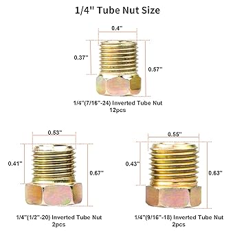 MAHLER GATES 35 Peace Brake Line Contribution Nut 3/16 Inches and 1/4 inch brake line tubes