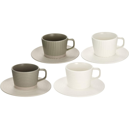 LIVING TALK cekitay Cup & Saucer Quartet TSE106 Gray/White 38x18x9.5cm