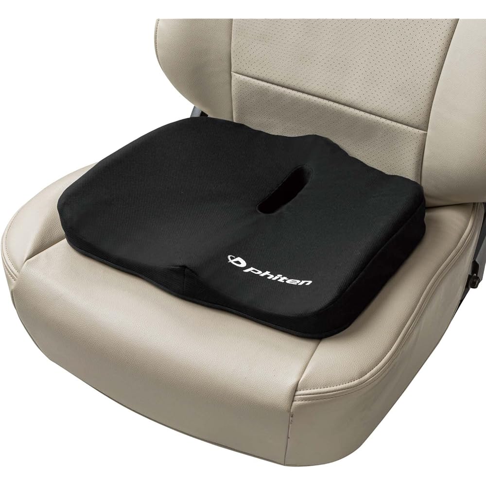 BONFORM Phiten Premium Aqua Titanium Cushion Lower Back Hold Type 38 x 18cm Black Genuine Leather-like Synthetic Leather Lower Back Pain and Fatigue Measures Phiten 5819-76BK