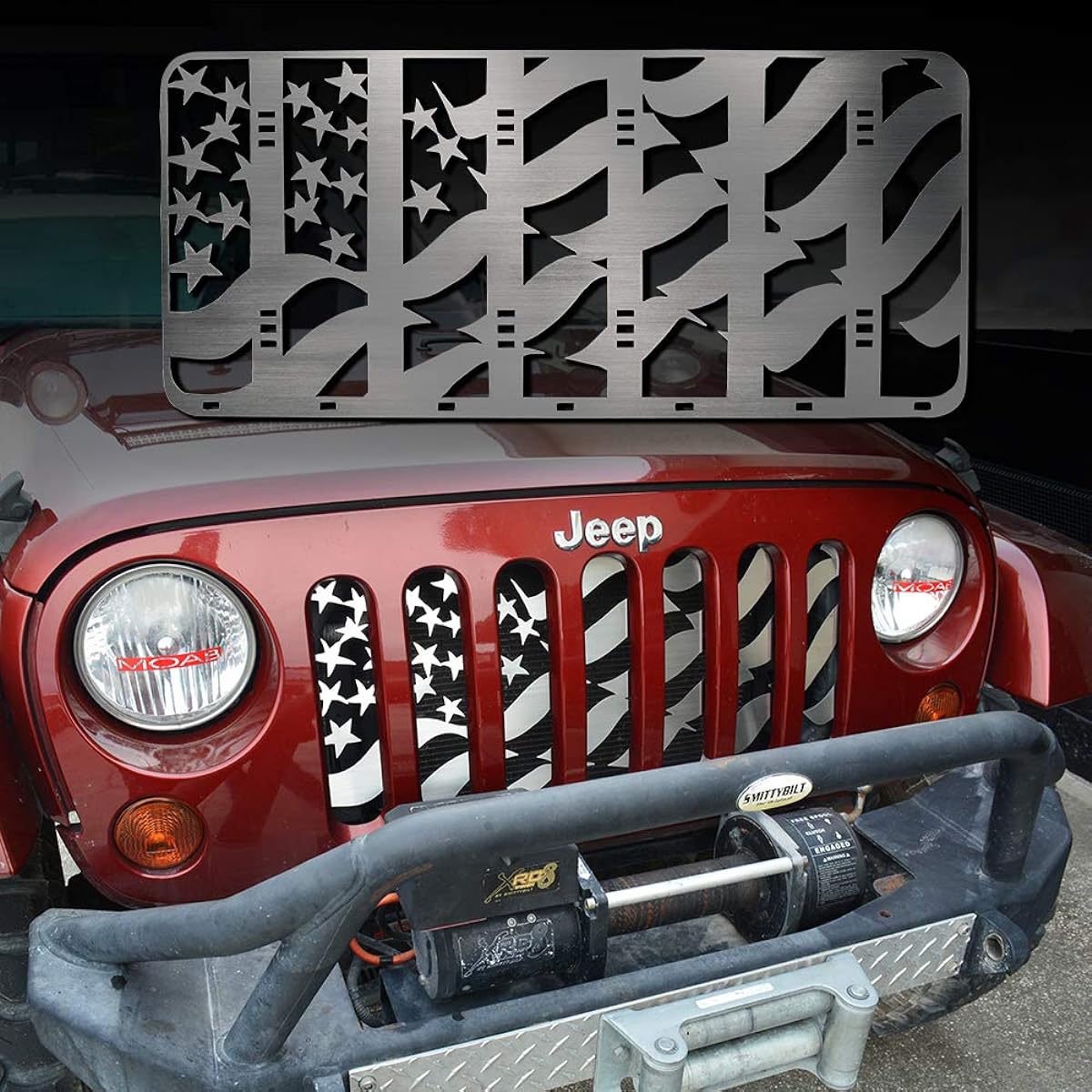 Front Grill Insert 2007-2018 JEEP WRANGLER JK --A America Flag Style