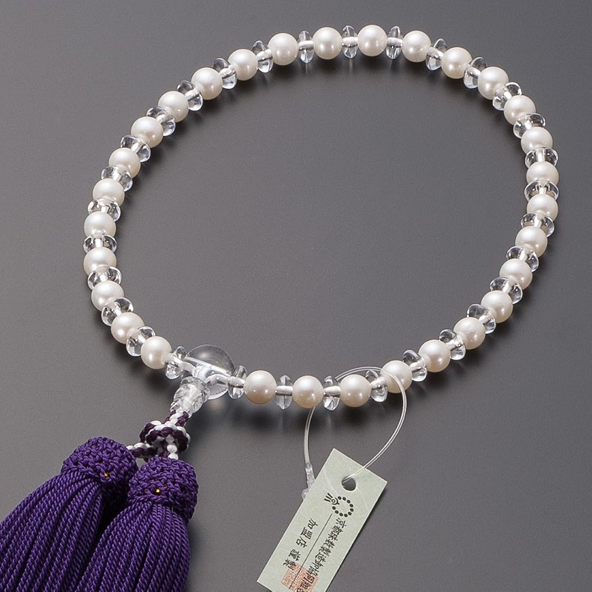 [Buddhist Altar Shop Takita Shoten] Kyoto Prayer Beads for Women, Freshwater Pearls, Genuine Crystal, Mandarin Beads, 6mm Beads, Pure Silk Tassels, Bead Bag Included, Can Be Used by All Sects, Certificate Included