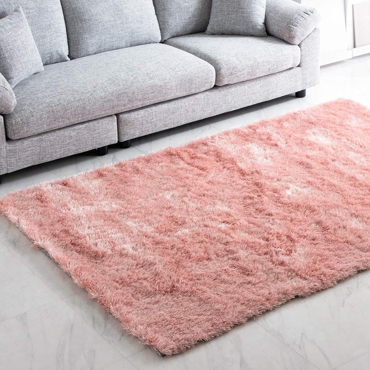 Tansu no Gen Rug Carpet High Density Shaggy Rug 200 x 200cm High Density 3000g/㎡ Pile 40mm Floor Heating Hot Carpet Compatible Rug Mat with Lamé Pink 87250002 PI [71990]