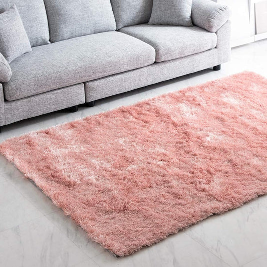 Tansu no Gen Rug Carpet High Density Shaggy Rug 200 x 200cm High Density 3000g/㎡ Pile 40mm Floor Heating Hot Carpet Compatible Rug Mat with Lamé Pink 87250002 PI [71990]