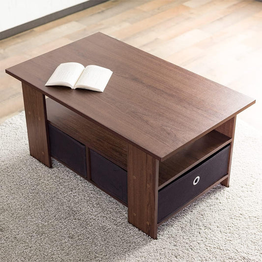 System K Table Center Table with Storage Box Wooden Table Low Table Brown 1) Width 80cm