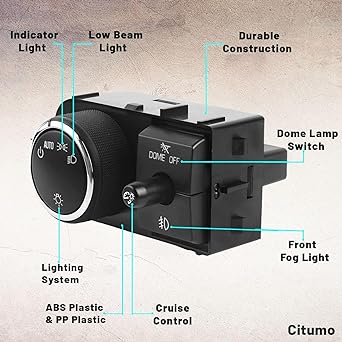 REAUTO 25858705 Dominum Dome Head Lamp Headlight Switch 1527J 15096895 Foglite Wiring with Harness 2007-2013 Silverado Sarban Taho GMC Sierra Yukon XL