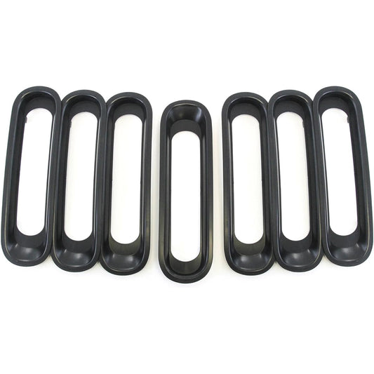 7 Front Grill Insered Guard FITS 2007 - 2017 Geep Langler JK and unlimited black grill rim cover