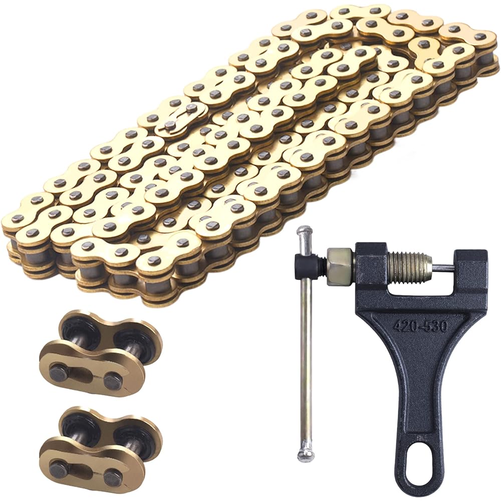MRELC Gold 520 X Ring Chain + Chain Breaker 120 Link Connection Master Link