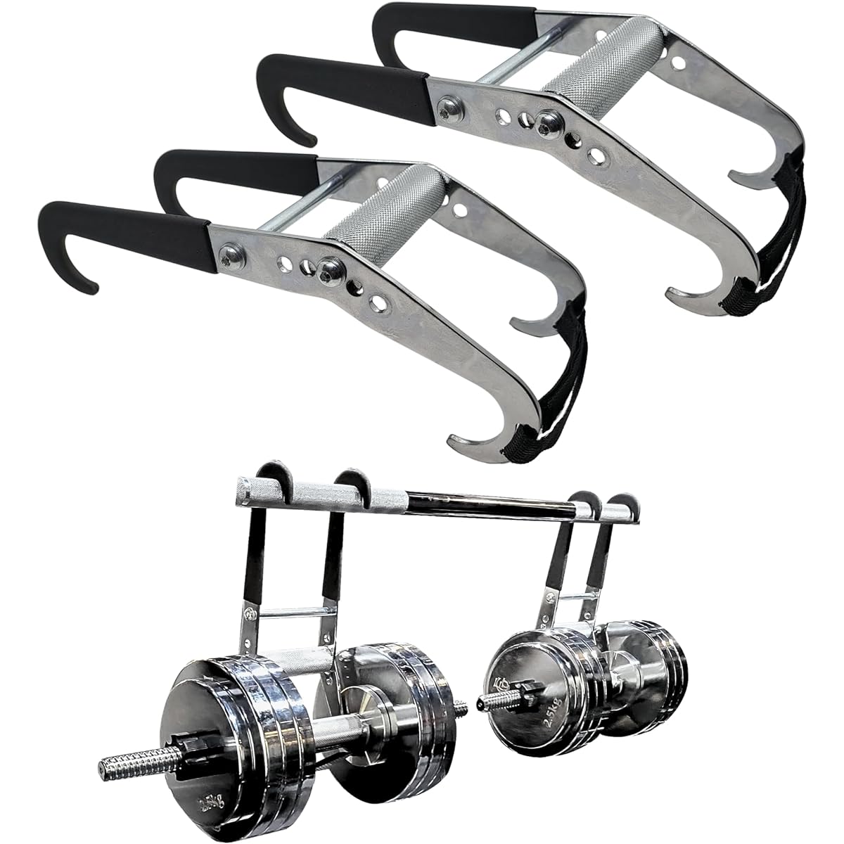 GentlemanFitnessClub DD Handle Safety Set of 2 [Achieve Safe Dumbbell Training] Dumbbell Hook Dumbbell Pull-up Chinning Attachment Rowing Deadlift Squat Load Capacity 100kg