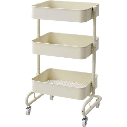 [Yamazen] Kitchen wagon, height adjustable, overall load capacity 60kg, mesh type, with casters, width 46 x depth 38 x height 81 cmg, basket trolley assembly, Ivory LBT-3(IV)