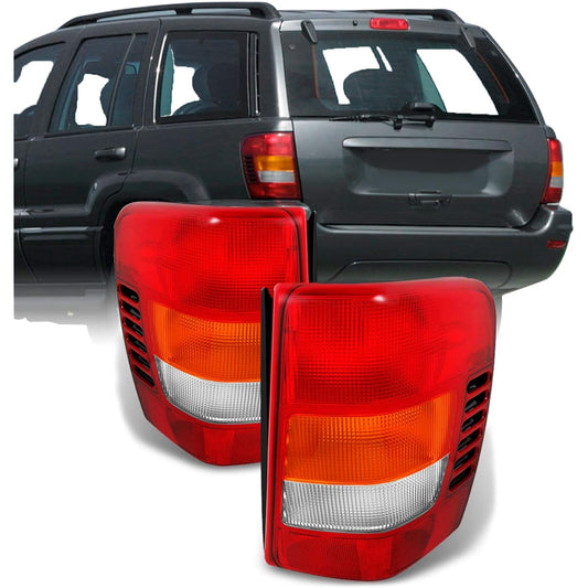 Red Ambertail Light Brake Lamp for Jeep Grand Cherokie, Driver Left+Passenger Seat Right replacement pair