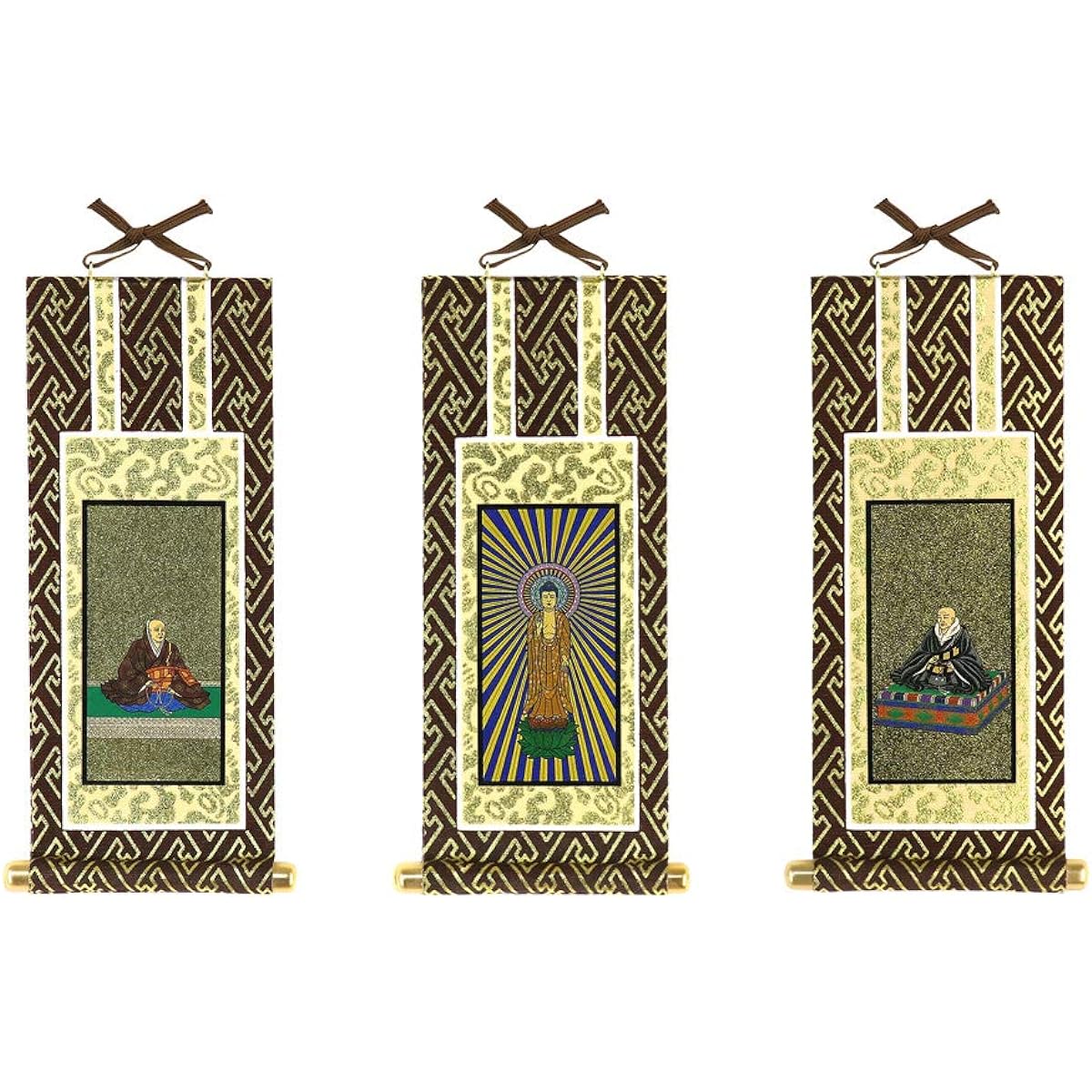 "Jodo Shinshu Honganji School" Original Hanging Scroll Set of 3 20s (Height 20cm) Amida Nyorai, Rennyo Shonin, Shinran Shonin 20s