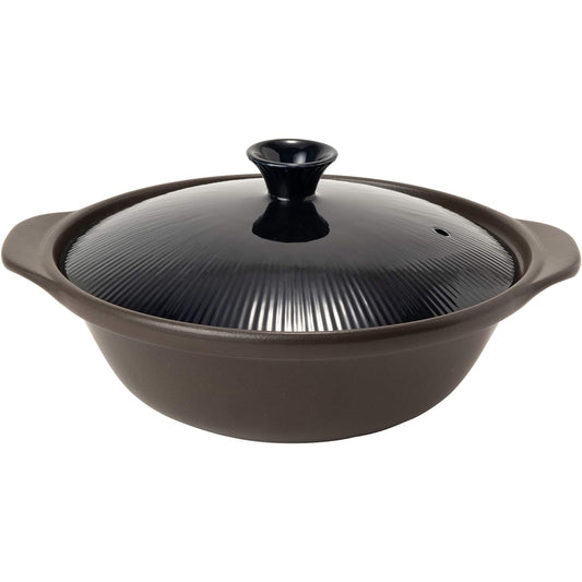 TAMAKI Earthen pot Thermatech for 4-5 people, Navy, Diameter 31.7 x Depth 27.2 x Height 15.6 cm, Open flame/Microwave/Oven compatible TDF01-910