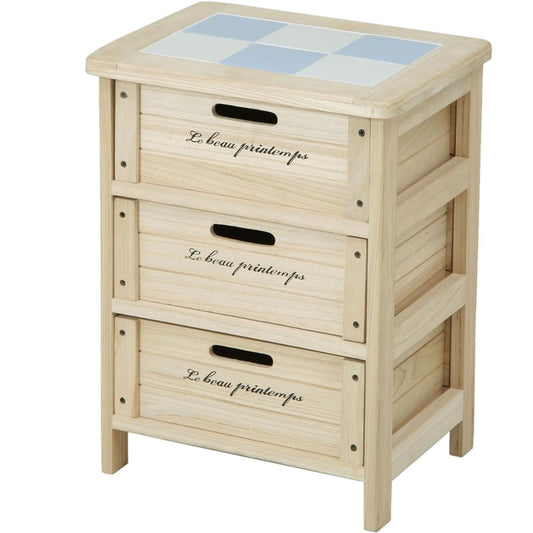 Fuji Boeki Chest 3 Tiers Height 52cm Natural Paulownia 39620