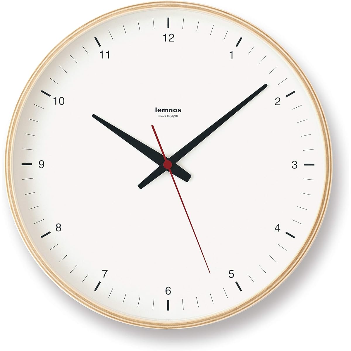 Lemnos Wall Clock Analog Natural Colored Wood Plywood Clock T1-017(1) Lemnos Natural Diameter 30.5cm