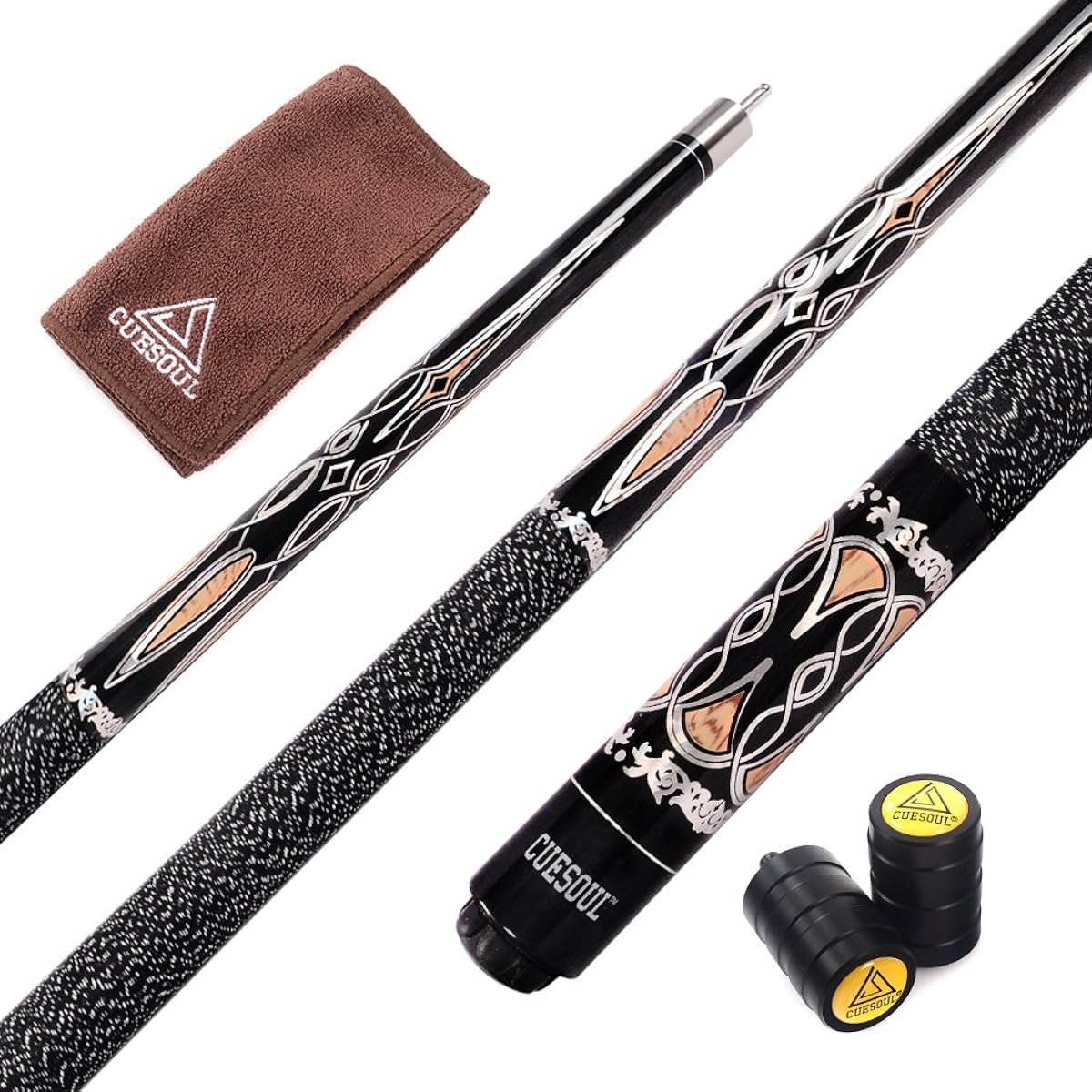 Cuesoul 57 Inch 21 Oz Quick Release Joint Cue Stick + Cleaning Towel + Joint Protector