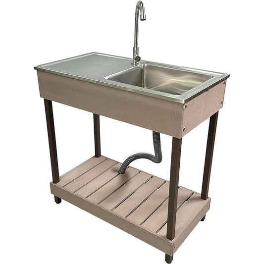 igarden stainless steel sink sink 750 artificial wood dark brown assembly type 1 unit i10225db