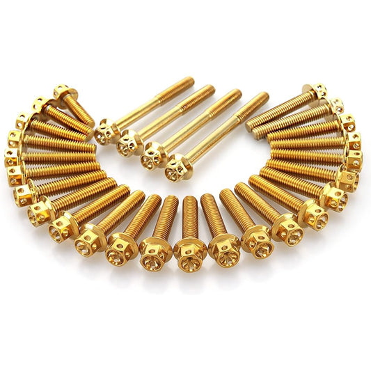 CB400SF NC39 Engine Cover Bolt Set for Honda 28pcs Flower Head Gold
