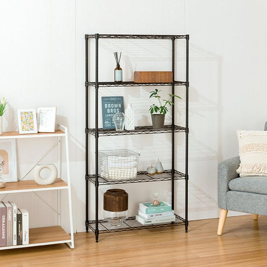 Doshisha Luminous Compatible 5 Tiers Width 75 Slim Steel Rack Shelf Storage Black Black Overall Load Capacity 325kg Width 74.5 x Depth 29.5 x Height 151.5cm M1575305BK Sturdy Wire Shelf Depth 30 Pole Diameter 19mm Compatible with Parts Kitchen Laundry