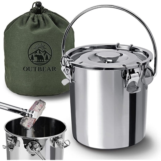 OUTBEAR [Quick Fire Extinguishing] Fire Extinguisher, Stainless Steel, Canvas Bag Included (2 Ways to Extinguish Fire), Fire Extinguisher, Charcoal, Charcoal Jar, Firewood, Fire Extinguishing, Camping, Bonfire [Inspected in Japan]