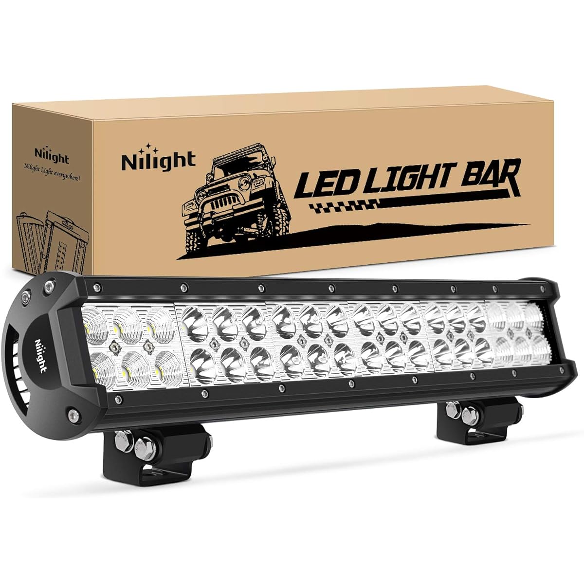 NILIGHT Light Bar 17 inch 108 W LED Light Spot Flood Combo LED Off -Light Light Driving Lighting LED Work Light LED Fog Light Jeep Bort Light, 2 Year warranty