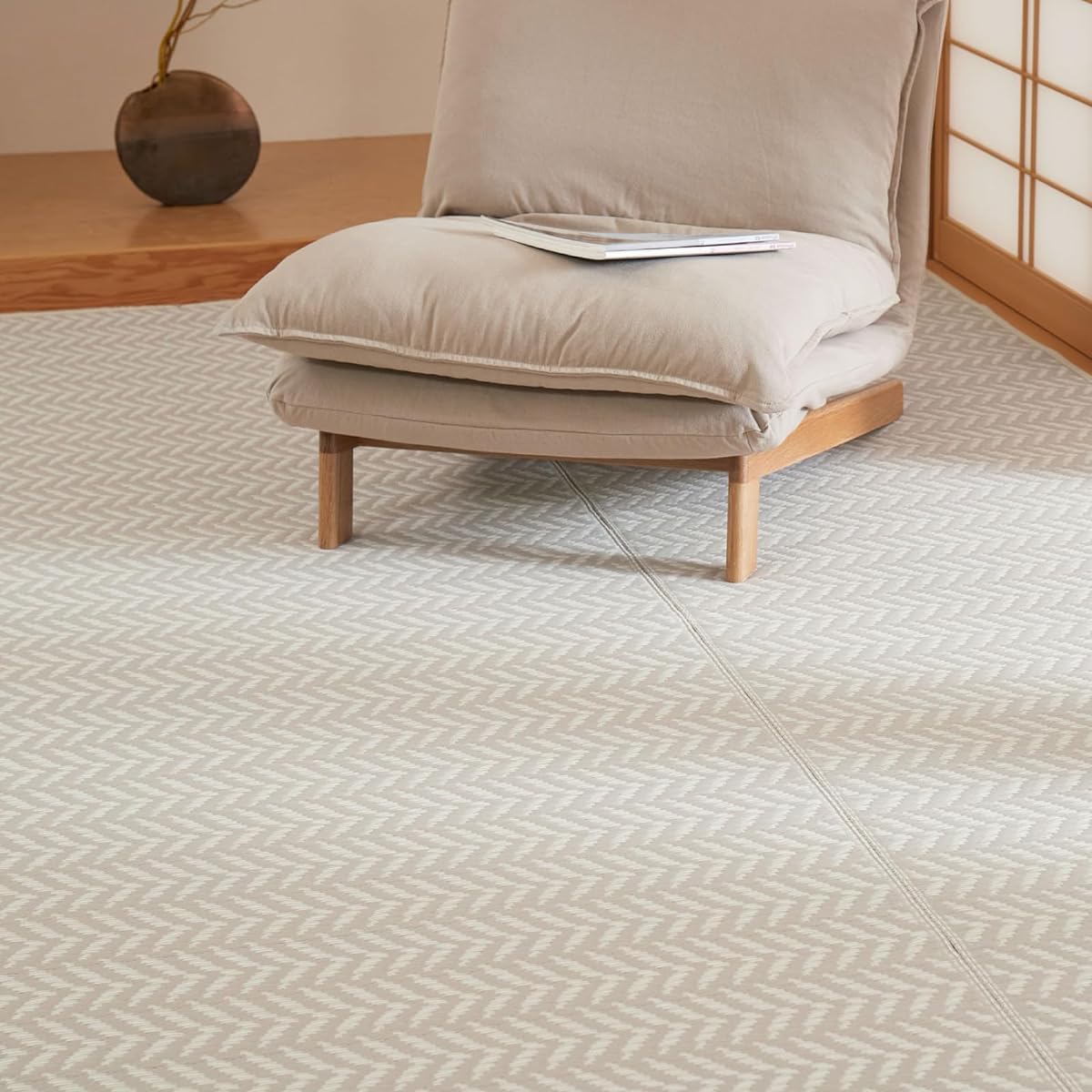Hagiwara PP Pattern Overlay Gray Edoma 6 tatami "Pass Rush" Rug Carpet Vinyl Style Overlay Washable Pastel Color