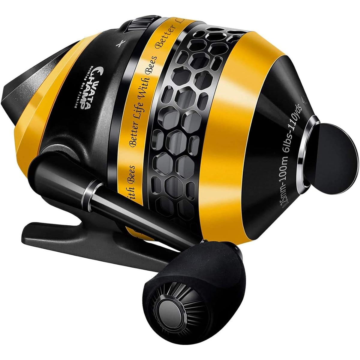 WATACHAMP Bees/Frog Spincast Reel, Bait Reel, Fishing Reel, Freshwater Fishing, Saltwater Fishing, 4.3:1, Maximum Drag Force 4.5kg, Left and Right Interchangeable, Single Handle, For Beginners, For Children, 6lb Mono Line Included, Closed Face Reel…