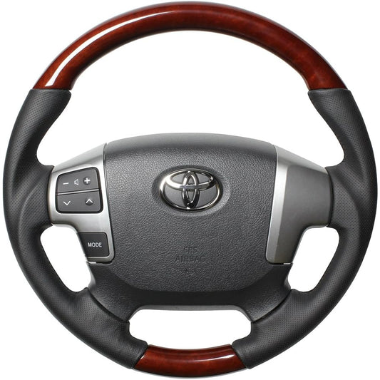 REAL Steering [Hiace (200 series 4 type)/Regius Ace (200 series 4 type)] Gun grip genuine same diameter/brown wood H204-BRW-BK