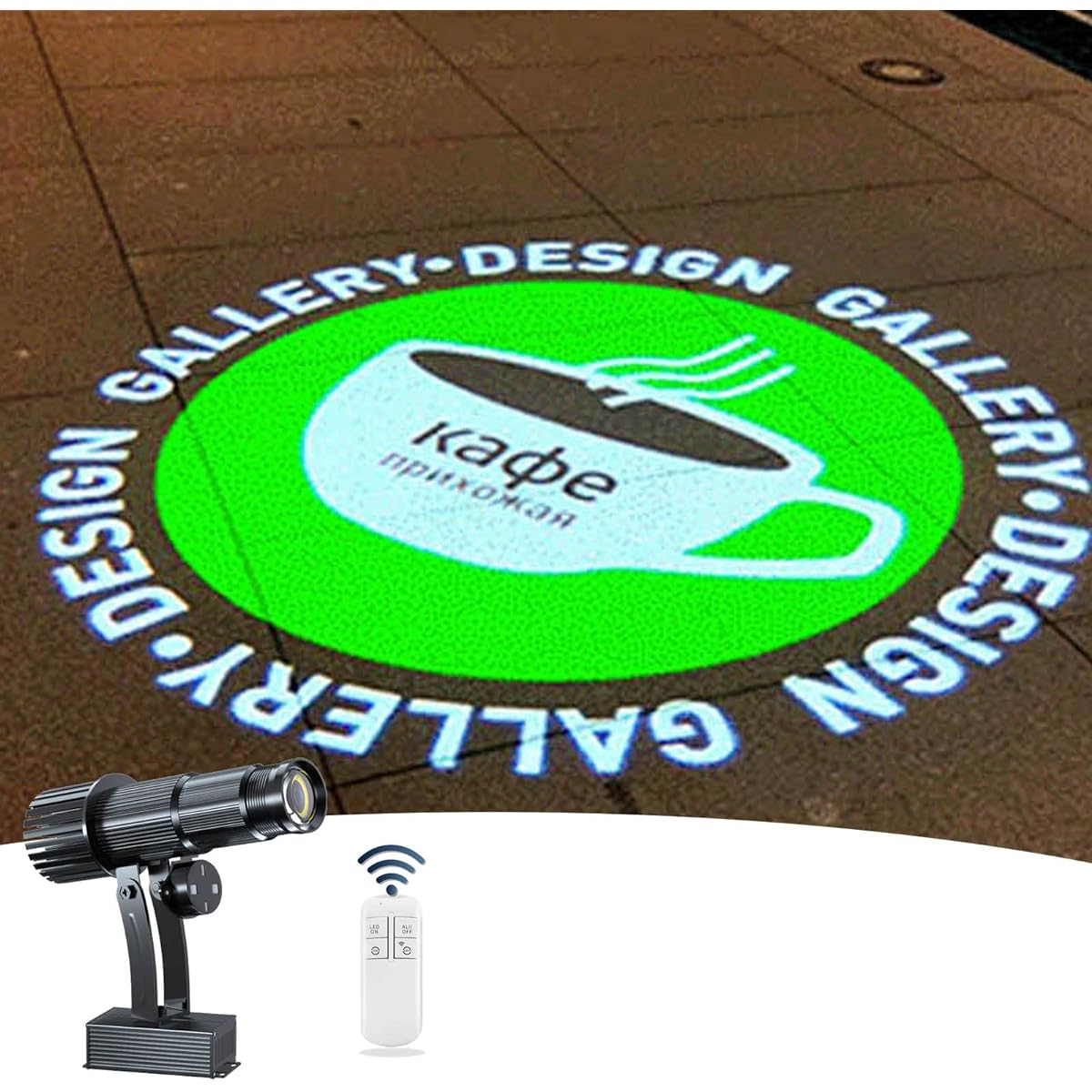 Advertising Logo LED Projector, Remote Logo Rotation or Static Control, Shops, Companies, Stadiums, Restaurants, Yakiniku Restaurants (50W, Black)