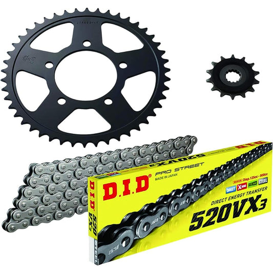 D.I.D (Daido Kogyo) F/R sprocket 3-point replacement kit DS-01 SUZUKI GSR250/S/F 12-15/17,GSX250R 16-20 Steel