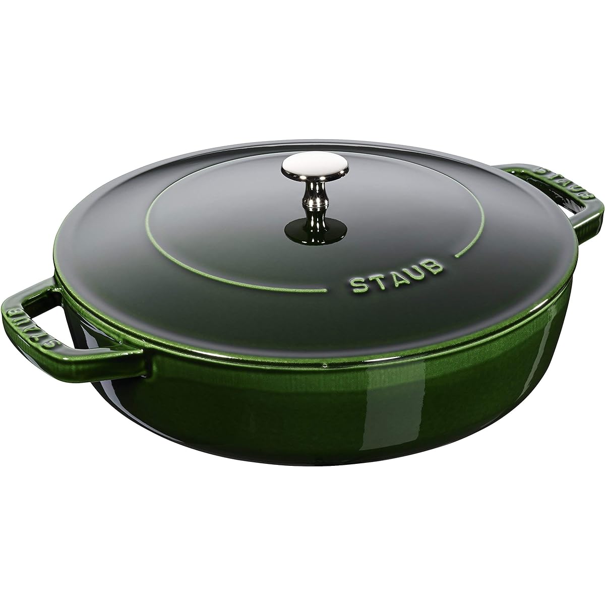 staub "Blazer Saute Pan Basil Green 24cm" Two Hand Cast Enamel Pot Shallow Sukiyaki Compatible with IH [Authorized Japanese Product] Blaiser 40511-479