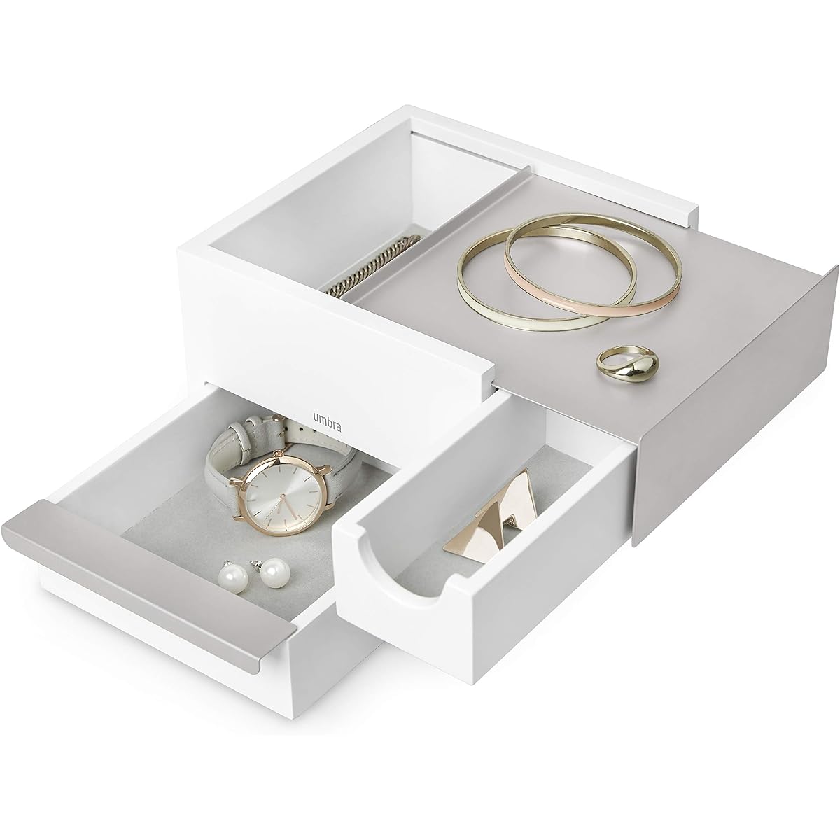 umbra Jewelry Storage Jewelry Box Case Accessory Storage White/Nickel Mini STOWIT 21005314760