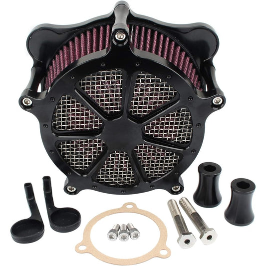 Motorcycle Air Filter CNC Aluminum Air Cleaner Intake System Black Touring Road King Electra Glide 2008-2016 Dyna FXDLS Softail Trike