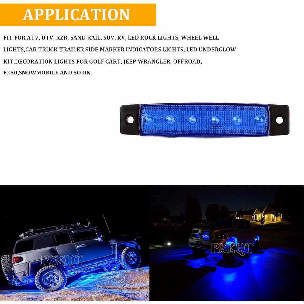 PSEQT 10 Pod LED Lock Light Body Lower Light Ford Jeep Off -Road Truck UTV ATV Boat Blue