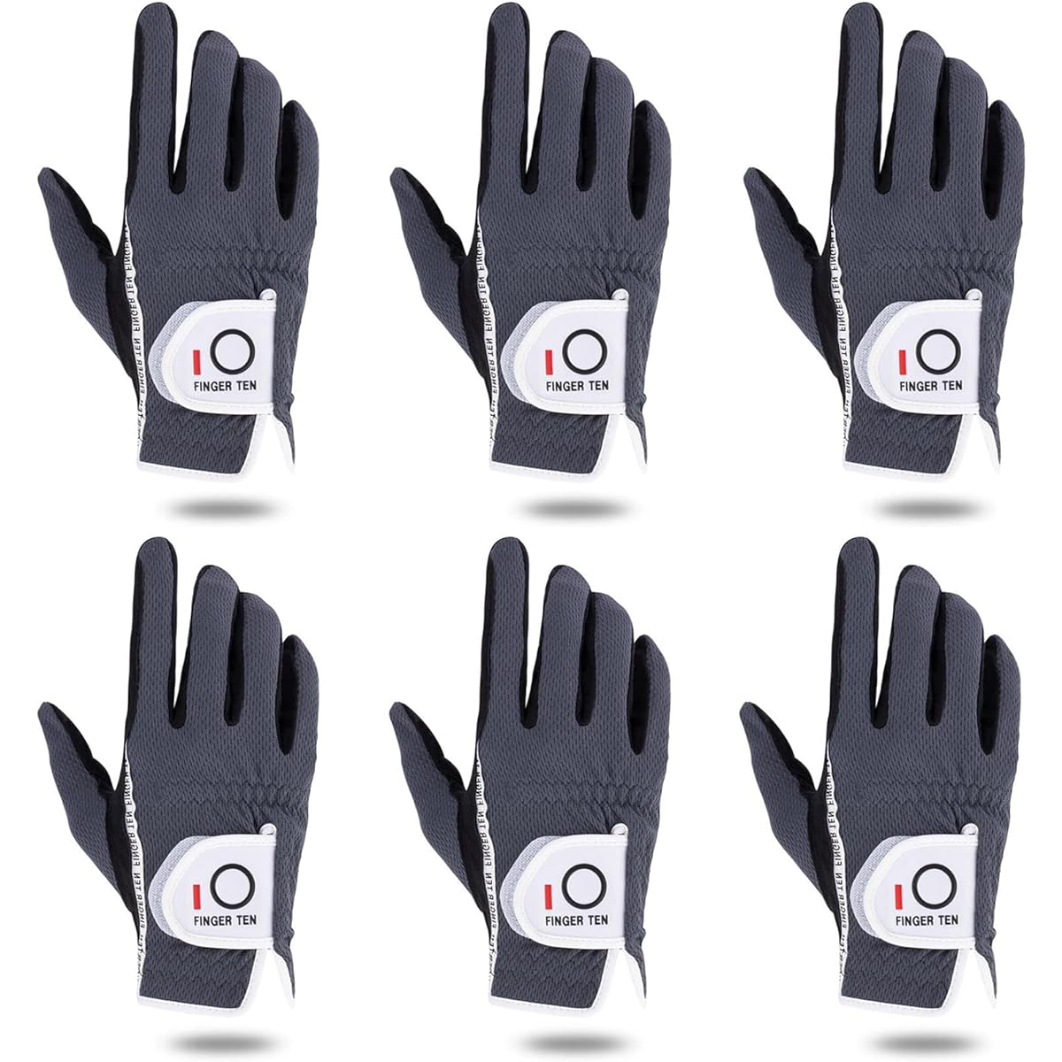 Men's Golf Gloves for Right and Left Hands, All-Weather Anti-Slip, Soft, Fiber Cloth, Fit, Velcro, Sweat Prevention, Multifunctional, Set of 6